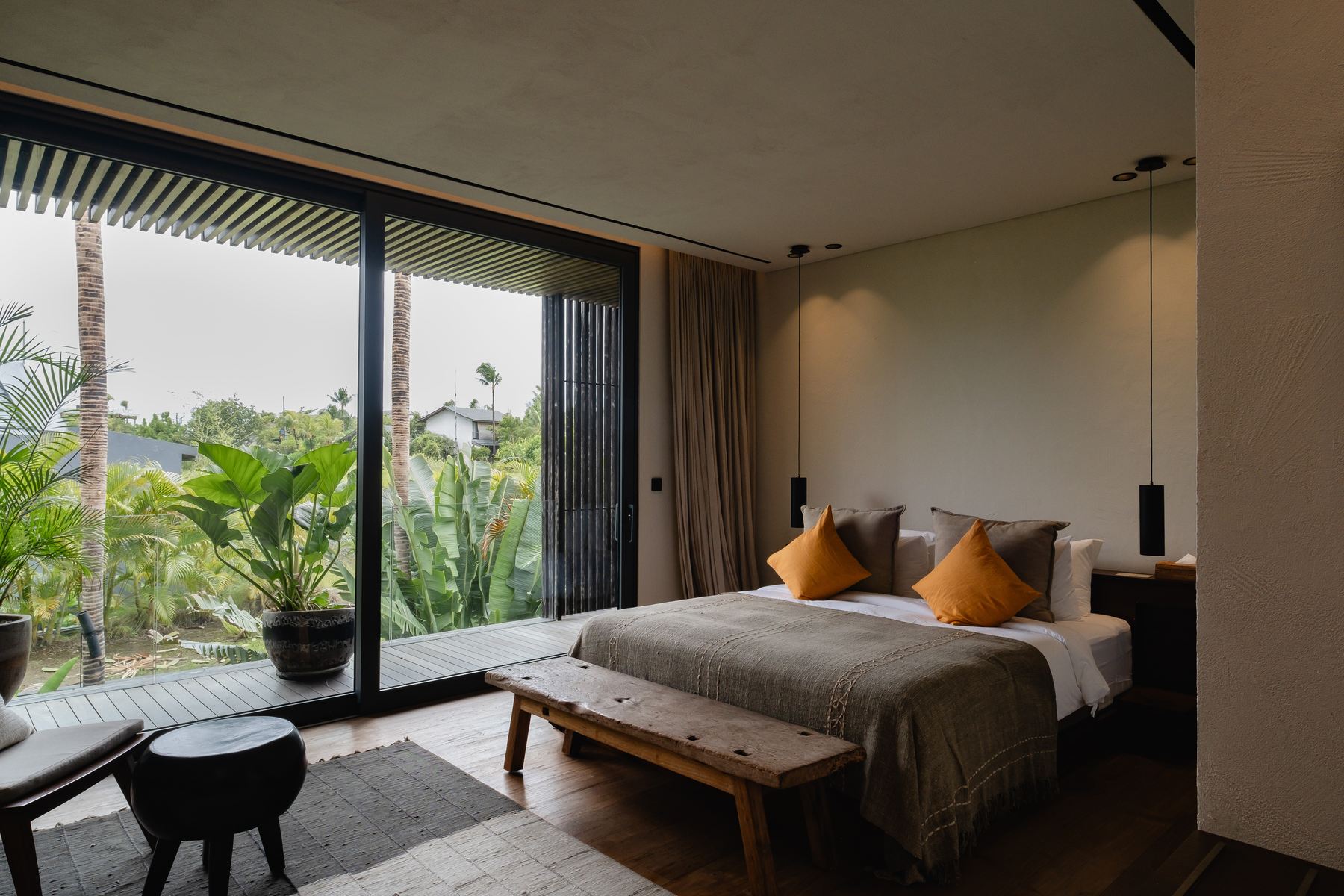 Bedroom with sliding garden doors
