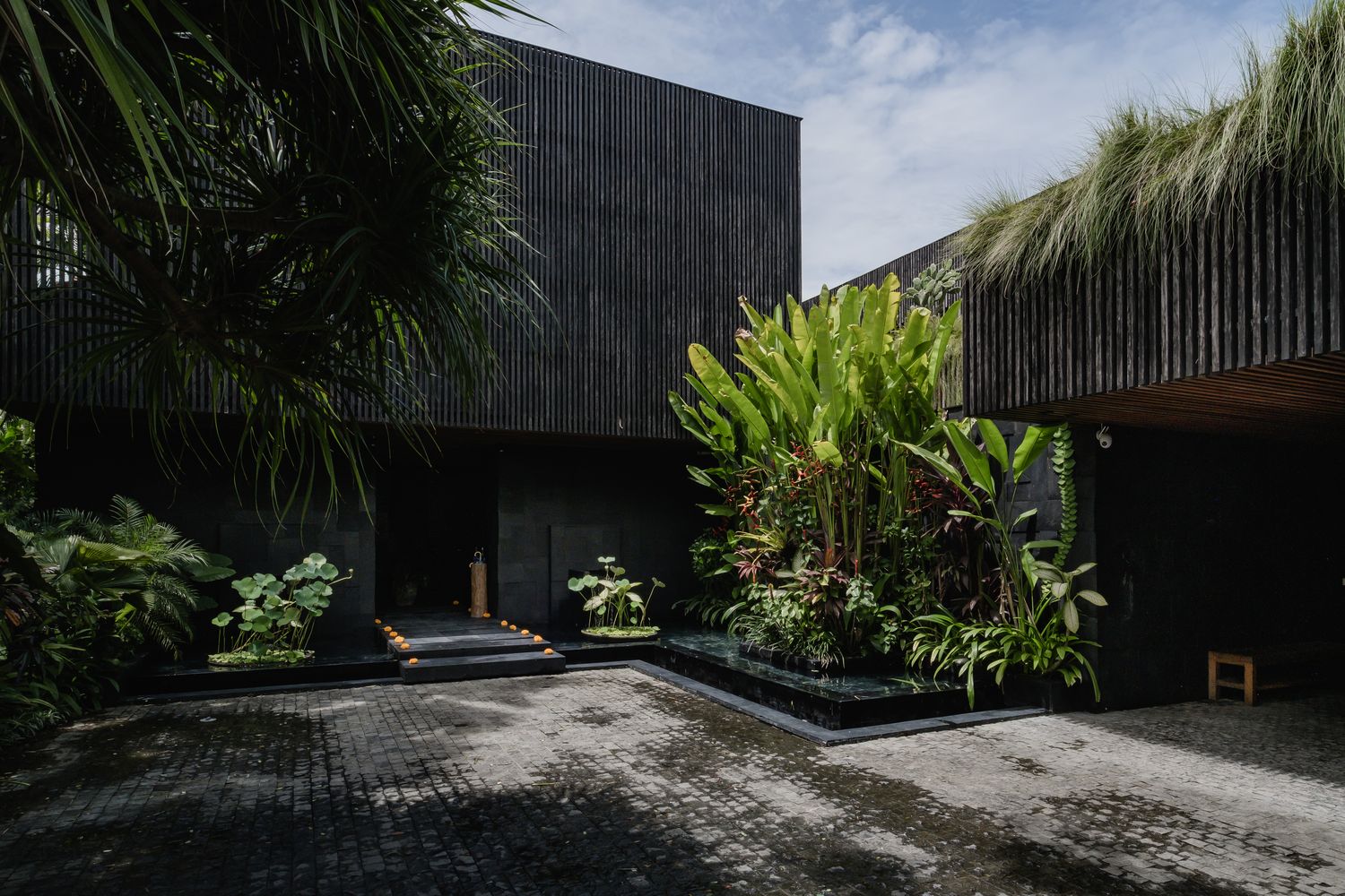 Entrance courtyard and lily ponds